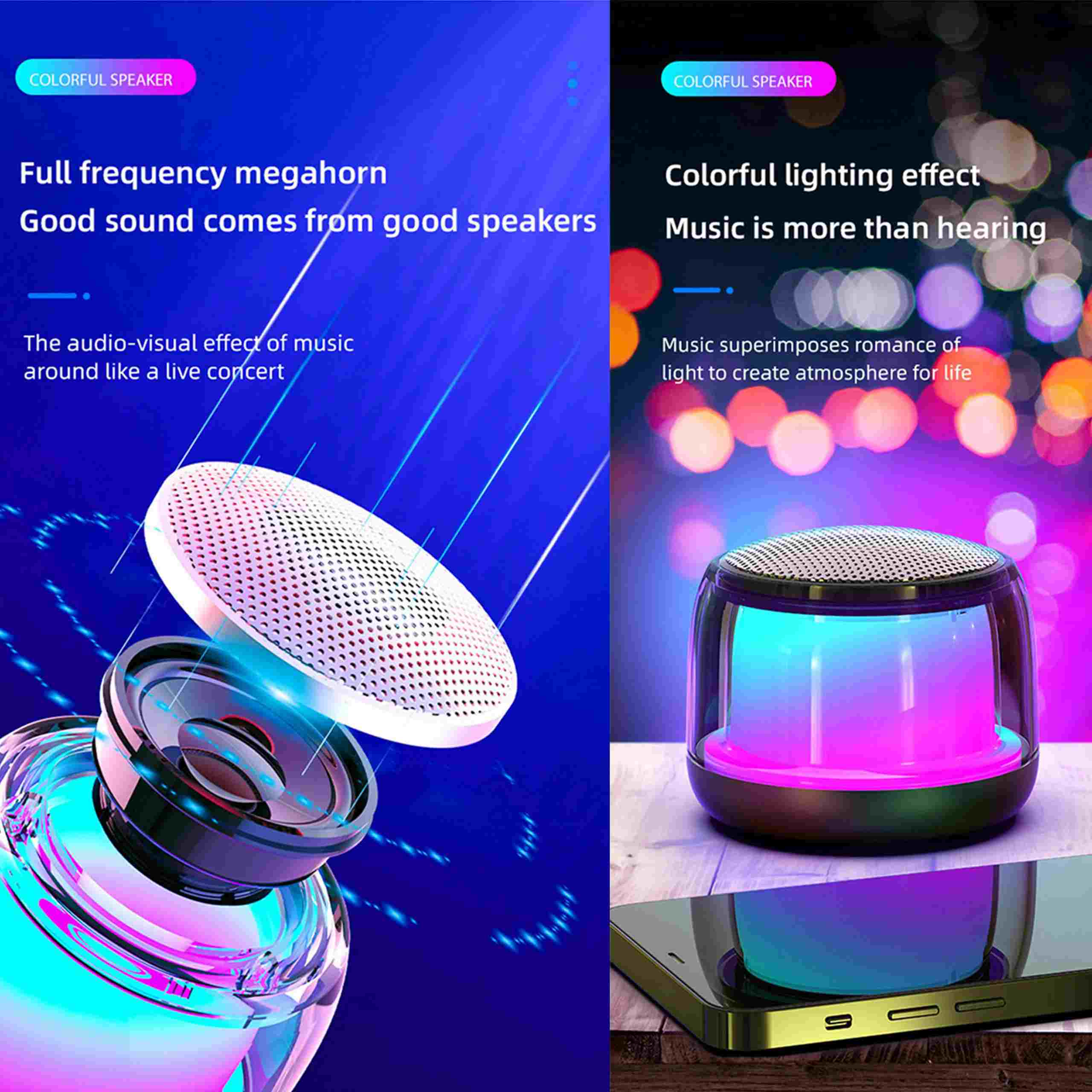 Mini Bluetooth Speaker with RGB LED Light - Ali Trade