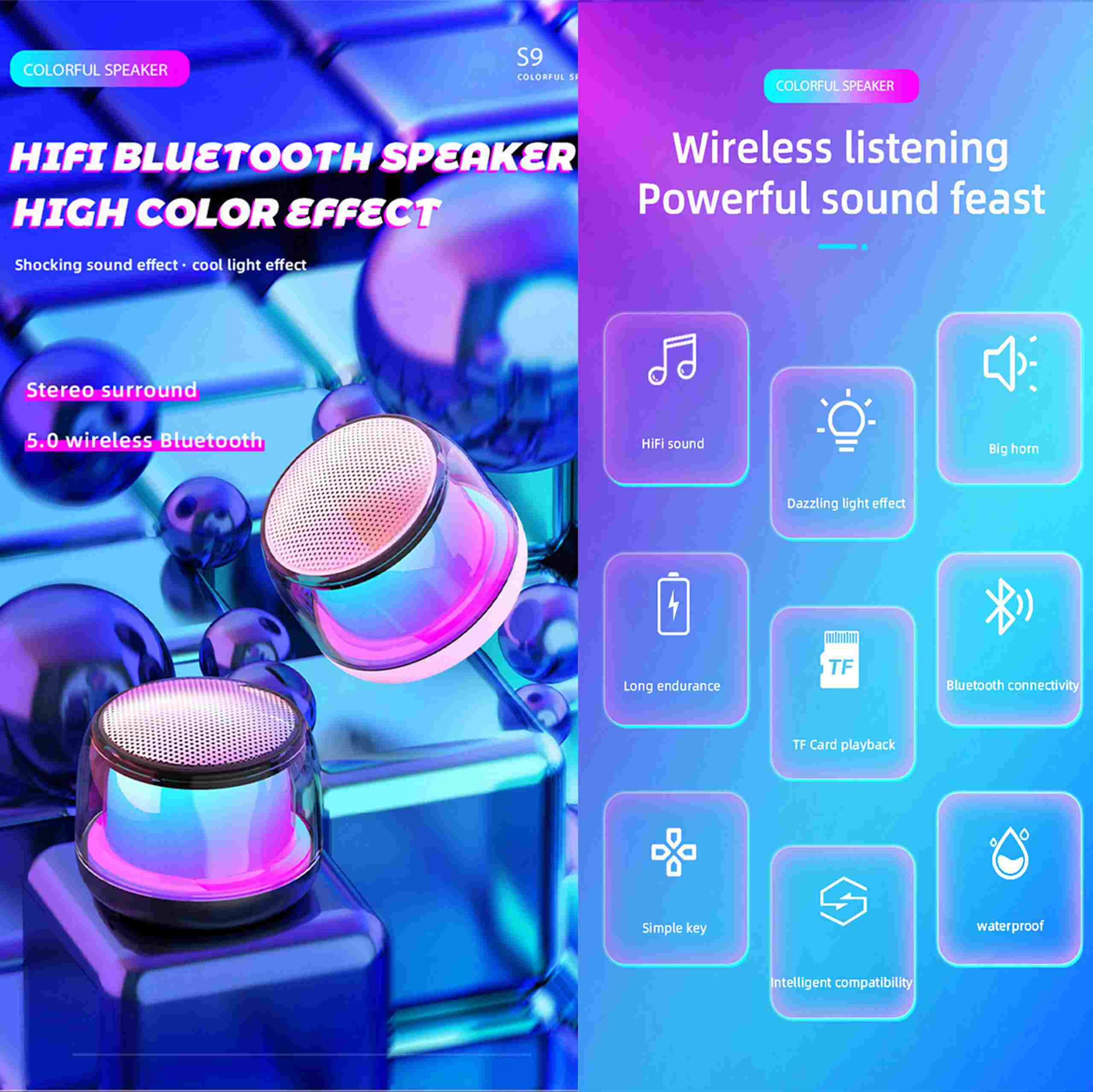Mini Bluetooth Speaker with RGB LED Light - Ali Trade